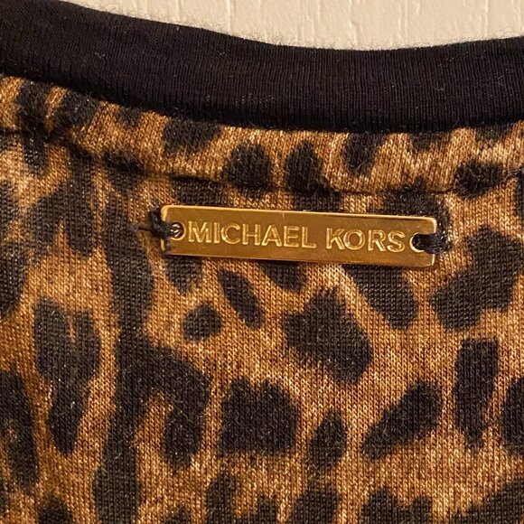 MICHAEL Michael Kors Leopard Black Colorblock Long Sleeve Blouse size XL - Picture 8 of 11